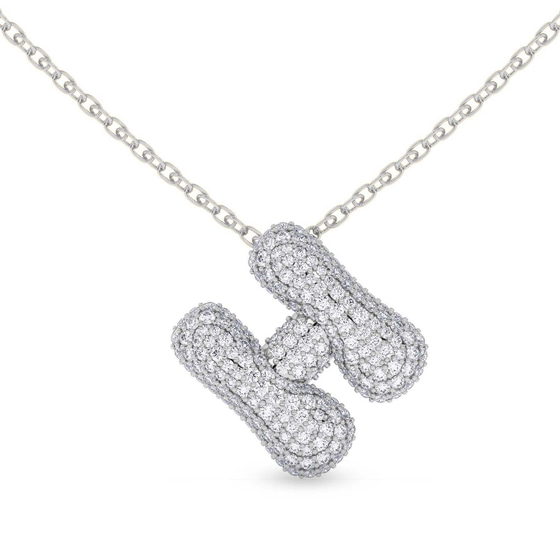 Lab Diamond Initial H Necklace front view