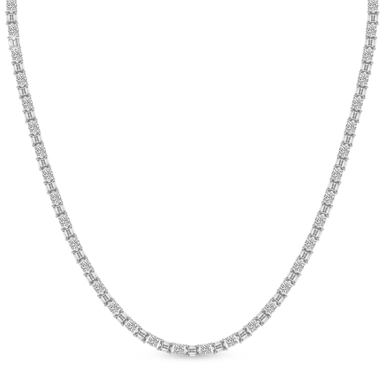 East West Emerald Elegance Lab Diamond Tennis Necklace front view