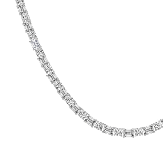 East West Emerald Elegance Lab Diamond Tennis Necklace left view