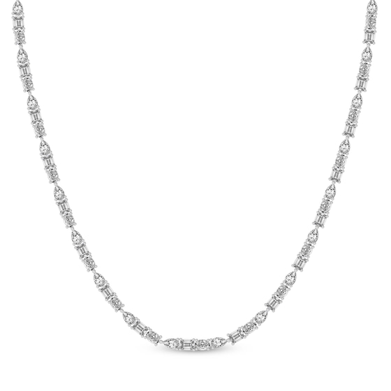 Multi-Shape Lab Diamond Tennis Necklace front view
