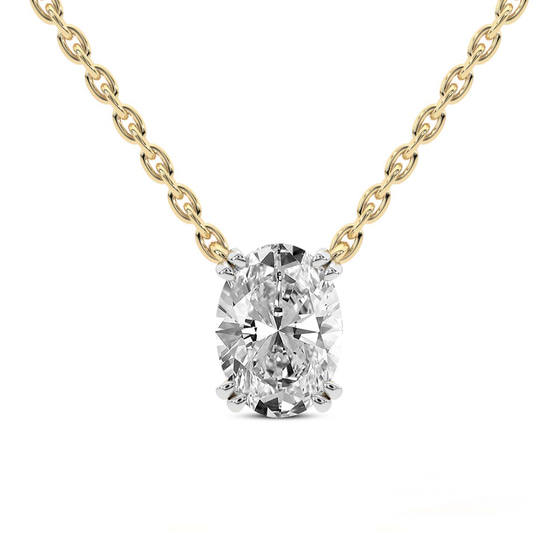 Ethereal Oval Lab Diamond Solitaire Necklace front view