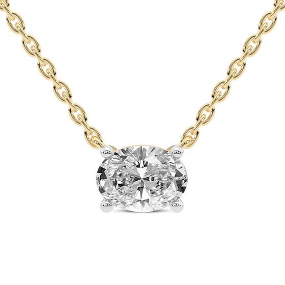 Fernanda Oval Lab Diamond Solitaire Necklace front view