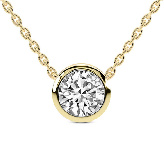 Agustina Round Bezel Lab Diamond Solitaire Necklace front view