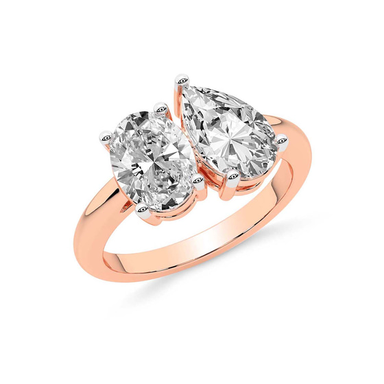 Violeta Two Stone Oval and Pear Toi Et Moi Lab Grown Diamond Ring left view