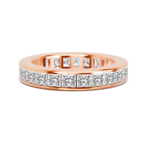 Channel Set Princess Lab Diamond Eternity Ring front view