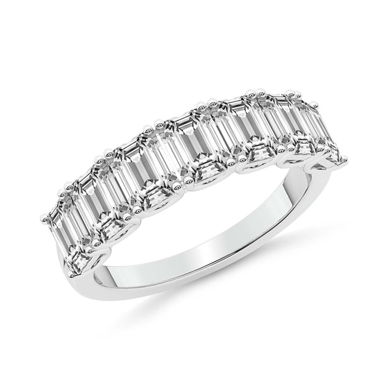 Marcela Emerald Lab Diamond Anniversary Band left view