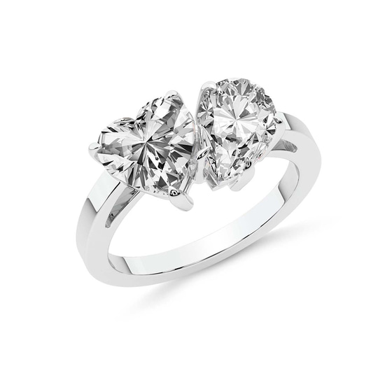 Meg Two Stone Pear and Heart Toi et Moi Lab Grown Diamond Ring left view