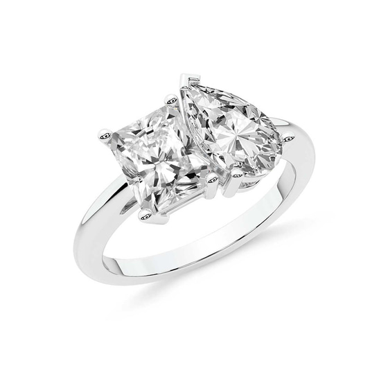 Malena Two Stone Radiant and Pear Toi Et Moi Lab Grown Diamond Ring left view