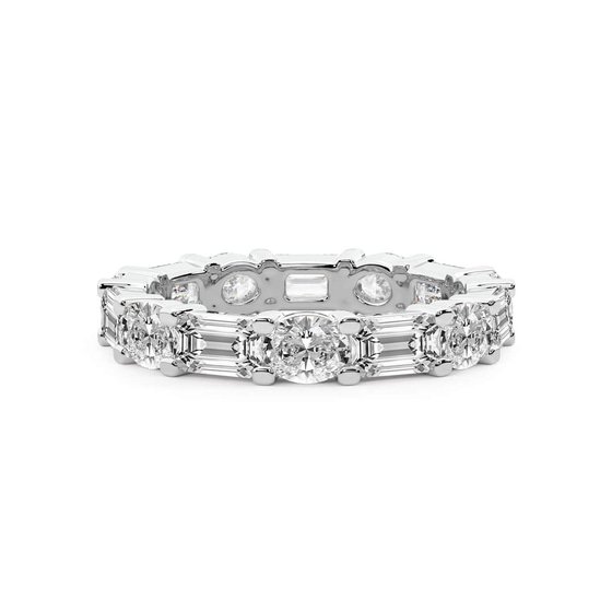 Mckenna Oval & Emerald Lab Diamond Eternity Ring front view