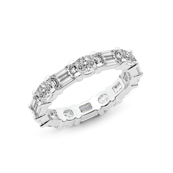 Mckenna Oval & Emerald Lab Diamond Eternity Ring left view
