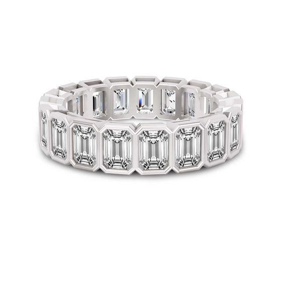 Vera Emerald Bezel Eternity Lab Diamond Ring front view