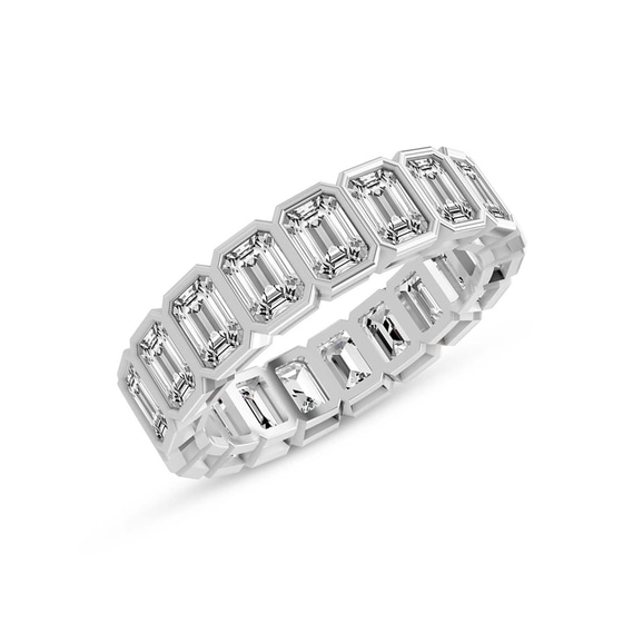 Vera Emerald Bezel Eternity Lab Diamond Ring left view