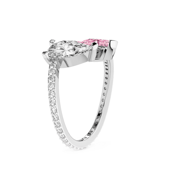 Day and Night Colored Lab Diamond Ring left view