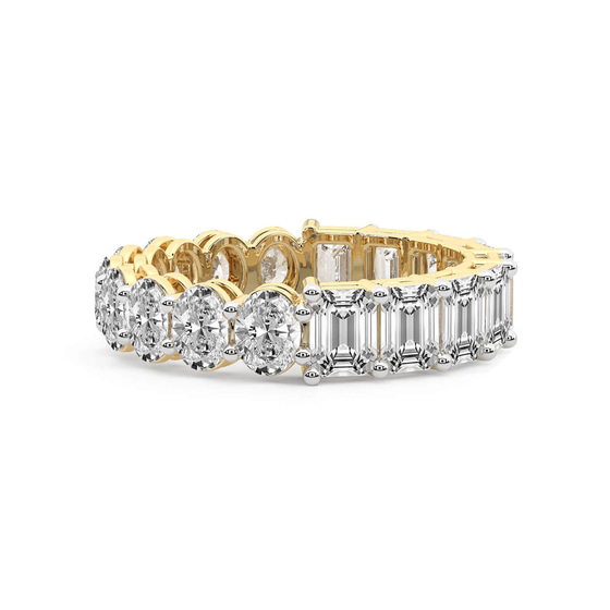 Jayla Emerald & Oval Lab Diamond Eternity Ring front view