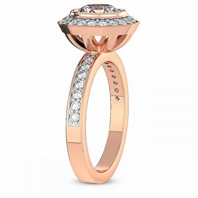 Bell Dome Bezel Halo Eternity Lab Diamond Ring left view