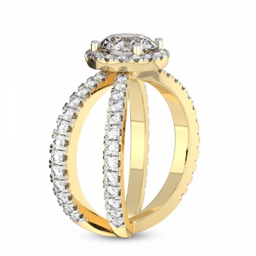 Electra Criss Cross Halo Lab Diamond Ring left view