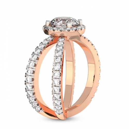 Electra Criss Cross Halo Lab Diamond Ring left view