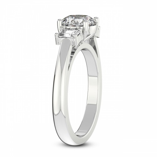 Denise Three stone Side Emerald Lab Diamond Ring left view