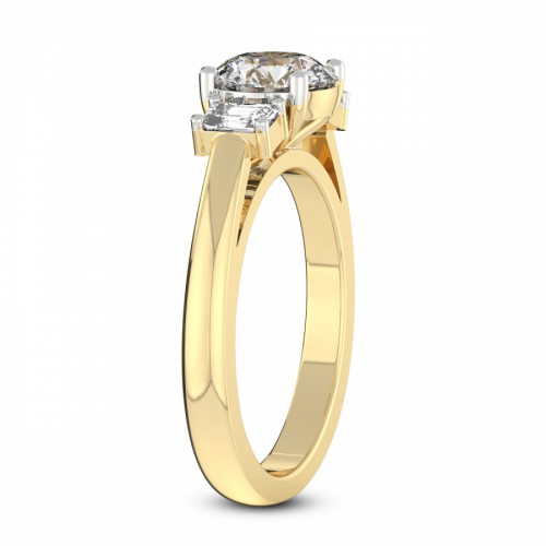 Denise Three stone Side Emerald Lab Diamond Ring left view