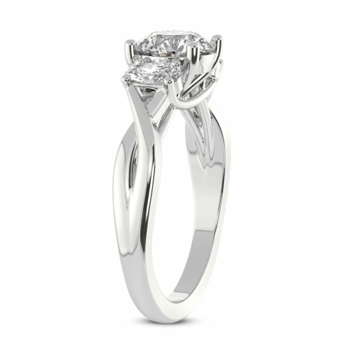 Dionne Three Stone Side Oval Lab Diamond Ring left view