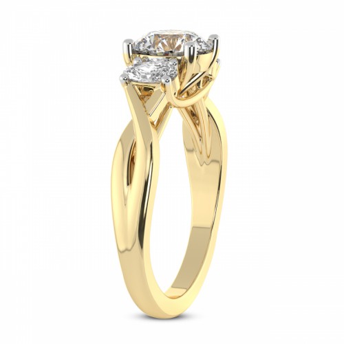 Dionne Three Stone Side Oval Lab Diamond Ring left view