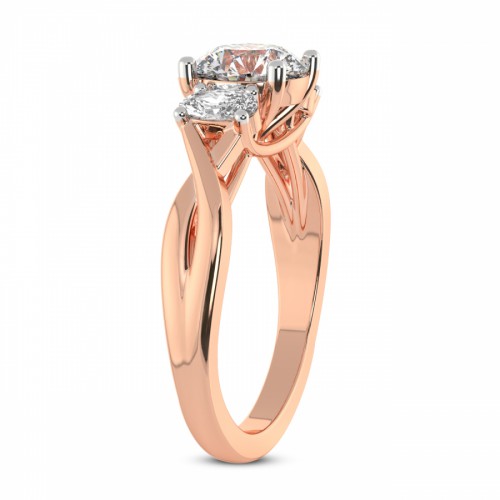 Dionne Three Stone Side Oval Lab Diamond Ring left view