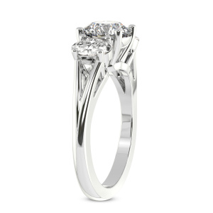 Georgina Rodriguez Three Stone Side Oval Lab Diamond Ring left view