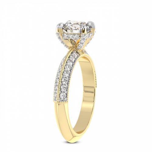 Dua Side Stone Knife Edge Lab Diamond Ring left view