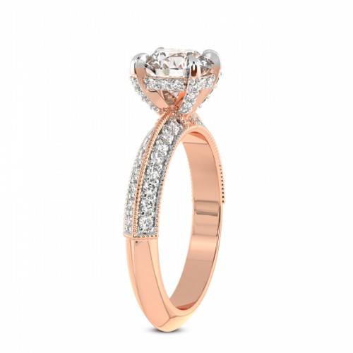 Dua Side Stone Knife Edge Lab Diamond Ring left view