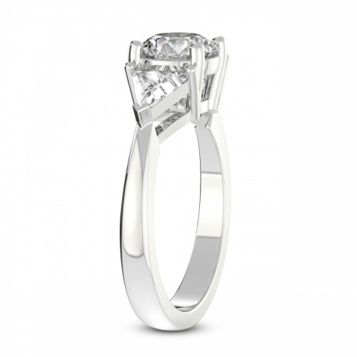 Caroline Three Stone Side Trillion Lab Diamond Ring left view