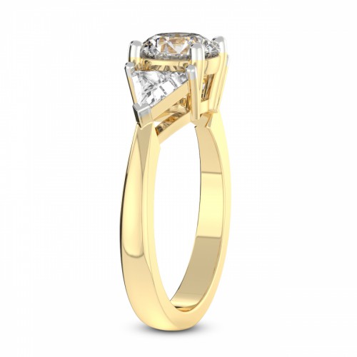 Caroline Three Stone Side Trillion Lab Diamond Ring left view