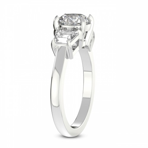 Dianna Three Stone Side Trapezium Lab Diamond Ring left view