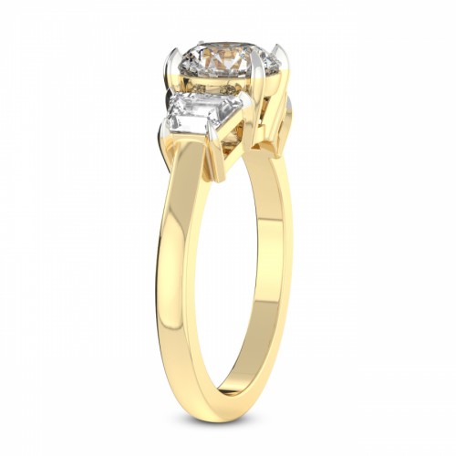 Dianna Three Stone Side Trapezium Lab Diamond Ring left view