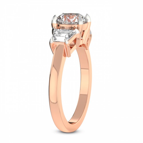 Dianna Three Stone Side Trapezium Lab Diamond Ring left view