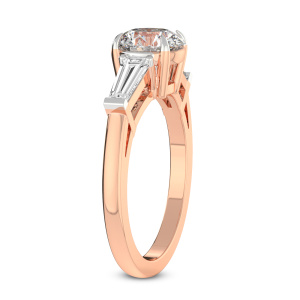 Madison Three Stone Side Baguette Lab Diamond Ring left view