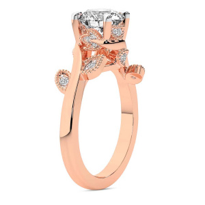 Rosé Side Stone Lab Diamond Ring left view