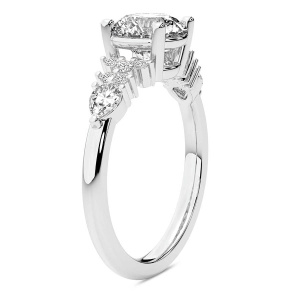 Josephine Four Prong Side Stone Lab Diamond Ring left view