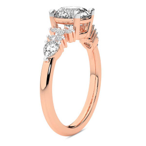 Josephine Four Prong Side Stone Lab Diamond Ring left view