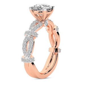 Charlotte Double Twist Side Stone Lab Diamond Ring left view