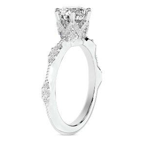 Theodora Six Prong Side Stone Lab Diamond Ring left view