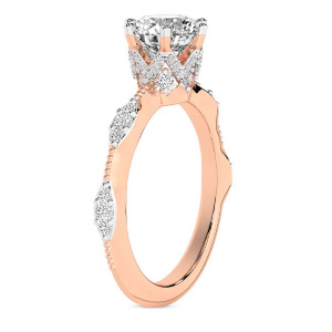 Theodora Six Prong Side Stone Lab Diamond Ring left view