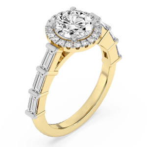 Rachel Halo Side Stone Lab Diamond Ring left view