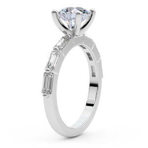 Kimberly Baguette Side Stone Lab Diamond Ring left view