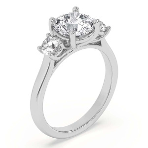 Evelina Round Three Stone Lab Diamond Ring left view