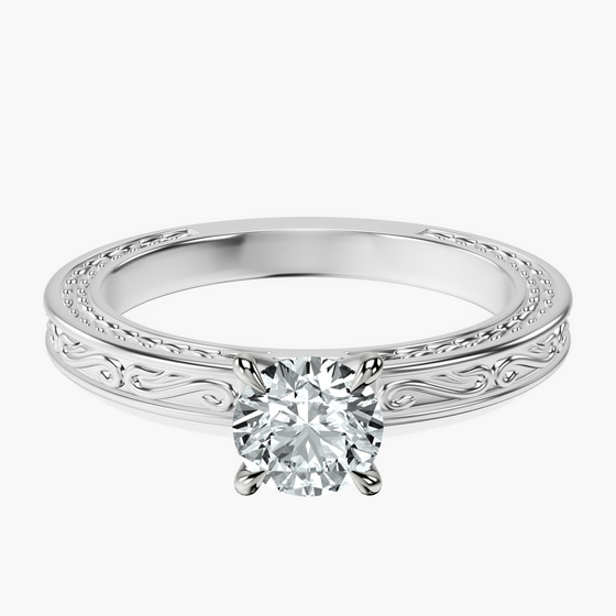 Ivory Vintage Solitaire Lab Diamond Ring front view