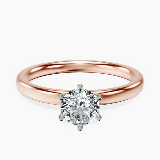 Six Prong Solitaire 2mm Lab Diamond Ring front view