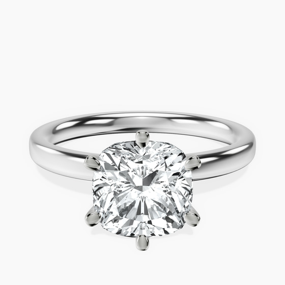 Six Prong Solitaire 2mm Lab Diamond Ring front view