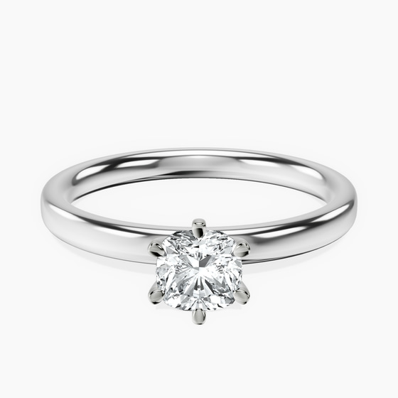 Six Prong Solitaire 2mm Lab Diamond Ring front view