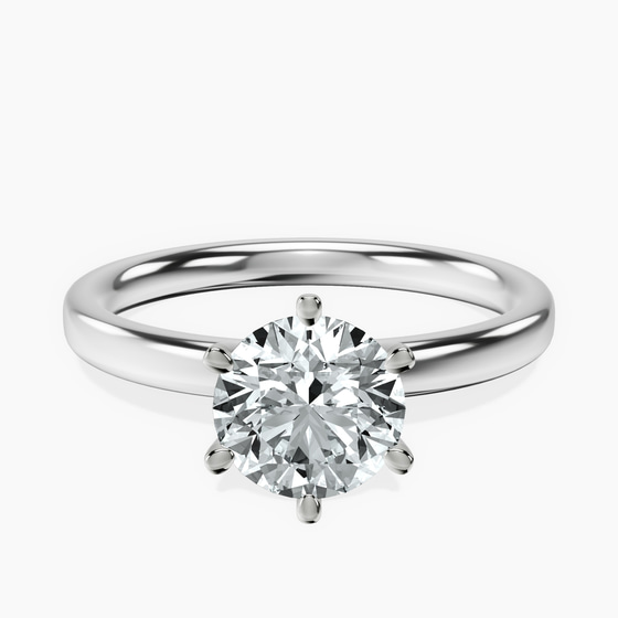 Six Prong Solitaire 2mm Lab Diamond Ring front view
