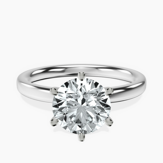 Six Prong Solitaire 2mm Lab Diamond Ring front view